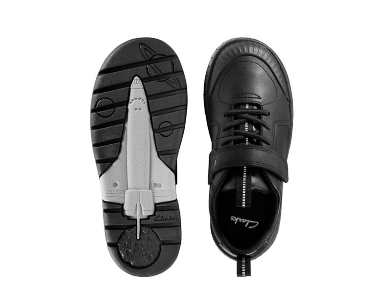 Clarks Apollo Step School Shoes Black Boys - India F8S6646-F5