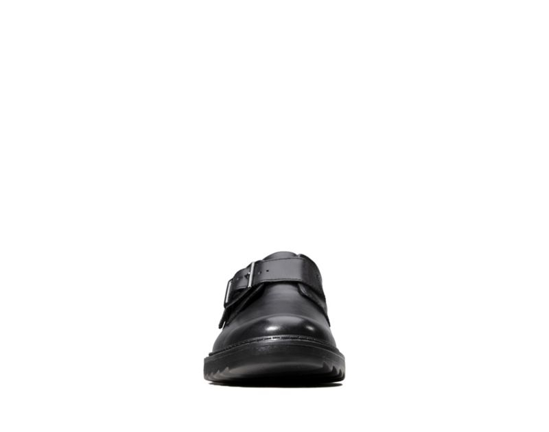 Clarks Asher Civic School Shoes Black Boys - India I5W6937-H2