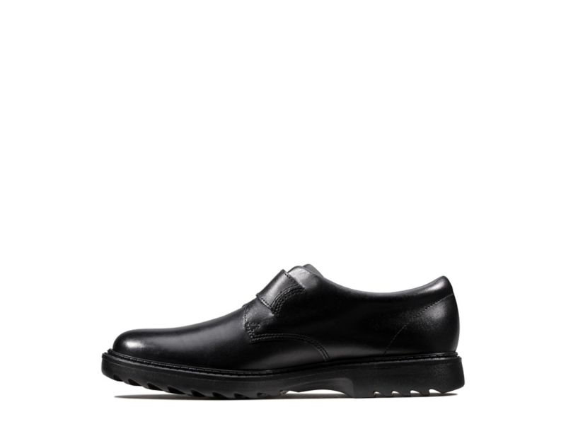 Clarks Asher Civic School Shoes Black Boys - India I5W6937-H2
