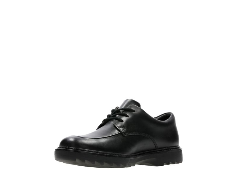Clarks Asher Grove School Shoes Black Boys - India J0H7678-R8