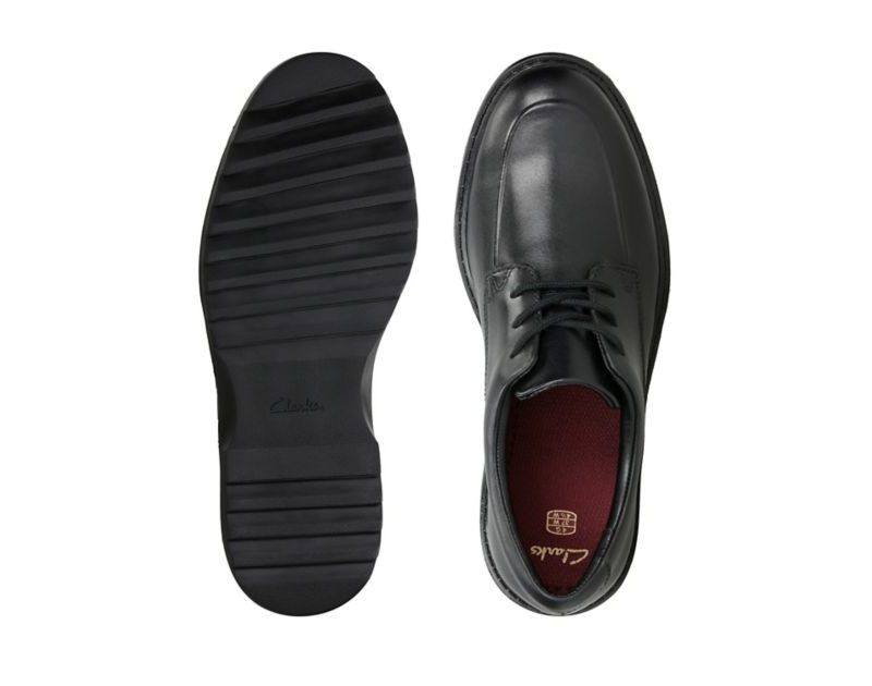 Clarks Asher Grove School Shoes Black Boys - India J0H7678-R8