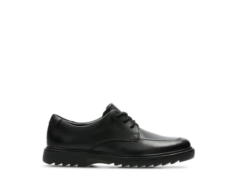 Clarks Asher Grove School Shoes Black Boys - India J0H7678-R8