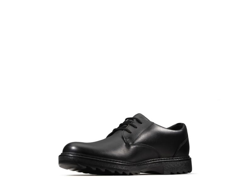 Clarks Asher Jazz School Shoes Black Boys - India L8R3617-I5