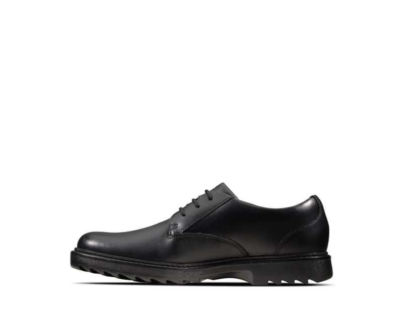 Clarks Asher Jazz School Shoes Black Boys - India L8R3617-I5