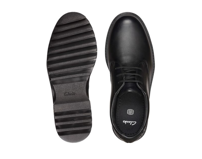 Clarks Asher Jazz School Shoes Black Boys - India L8R3617-I5