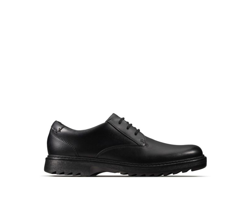 Clarks Asher Jazz School Shoes Black Boys - India L8R3617-I5
