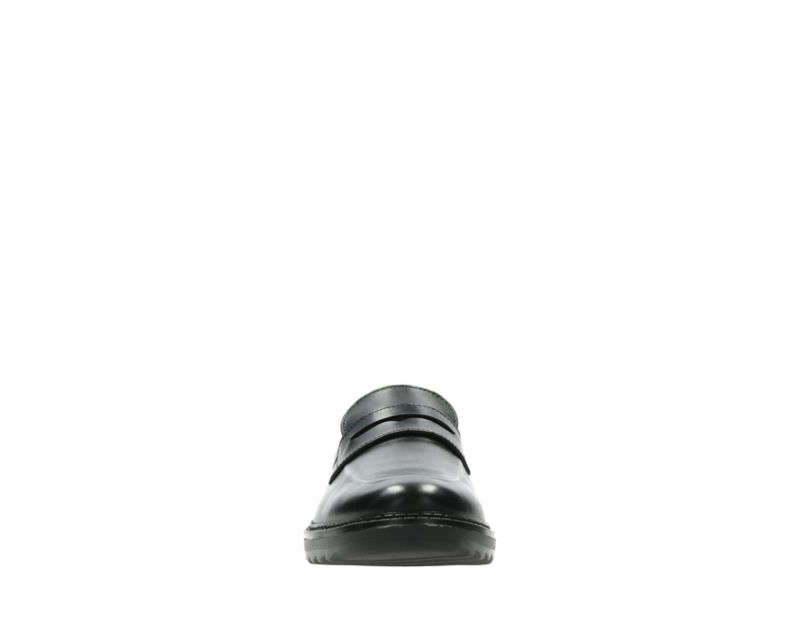 Clarks Asher Stride School Shoes Black Boys - India E8Y9576-E9