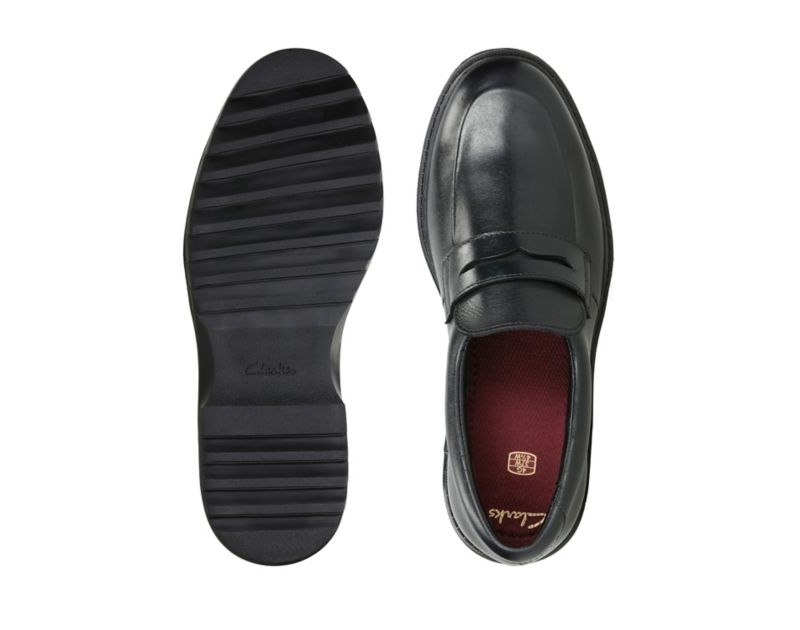 Clarks Asher Stride School Shoes Black Boys - India E8Y9576-E9