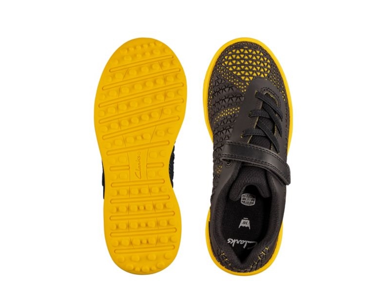Clarks Award Swift Trainers Black / Yellow Boys - India L8M3809-Z4