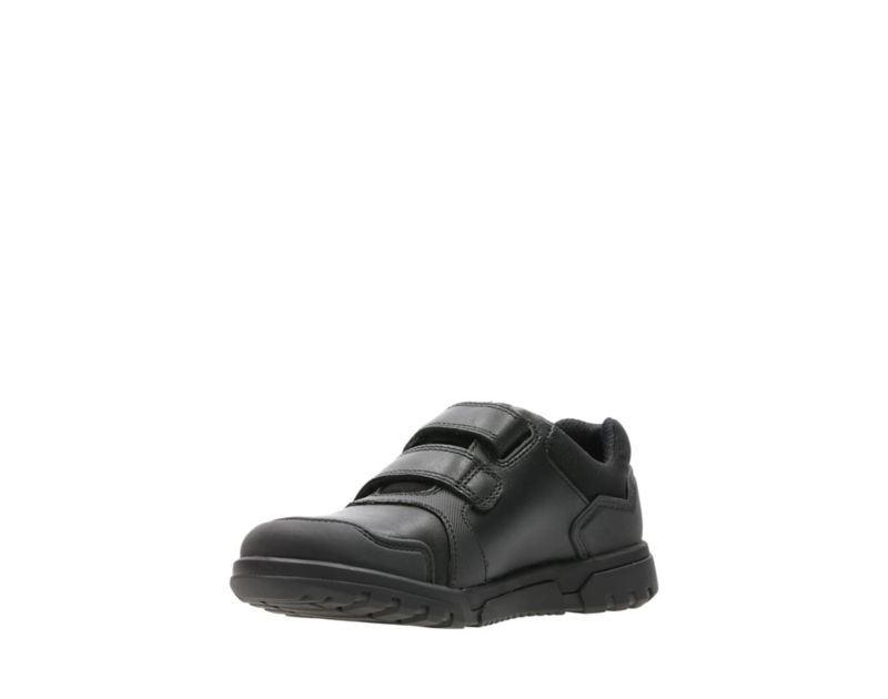 Clarks Blake Street School Shoes Black Boys - India E6K7664-T9
