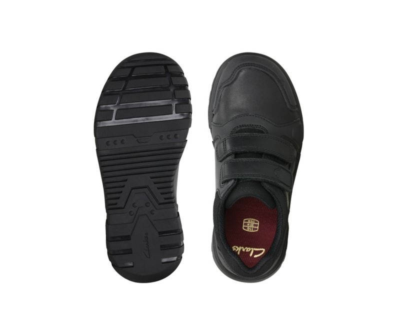 Clarks Blake Street School Shoes Black Boys - India E6K7664-T9