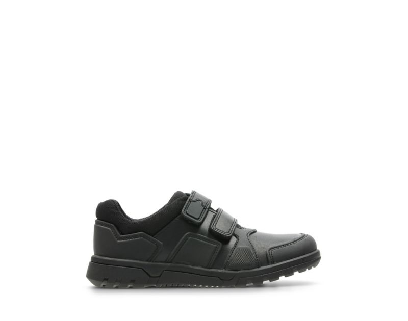 Clarks Blake Street School Shoes Black Boys - India E6K7664-T9