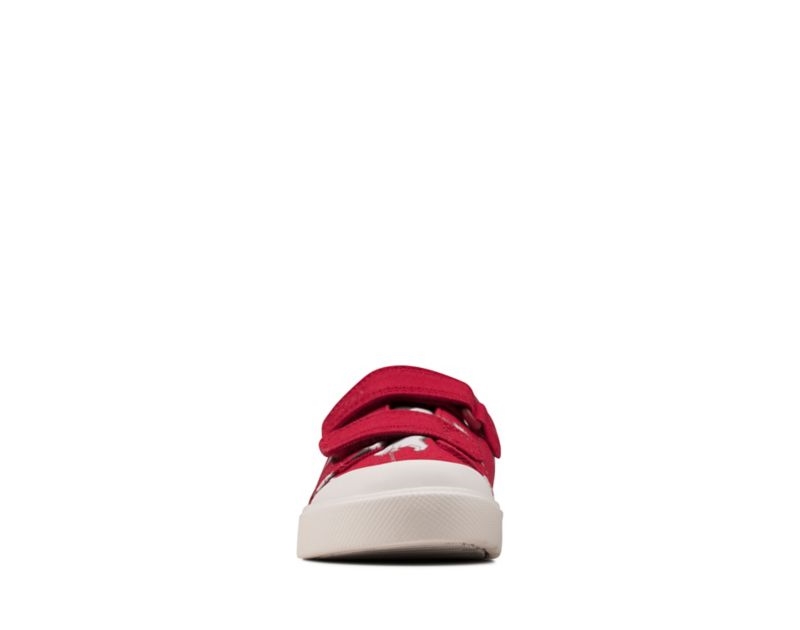Clarks City Bright Canvas Shoes Red Boys - India B7E5283-O1