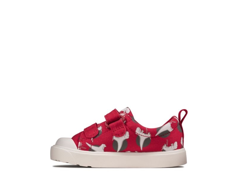 Clarks City Bright Canvas Shoes Red Boys - India B7E5283-O1
