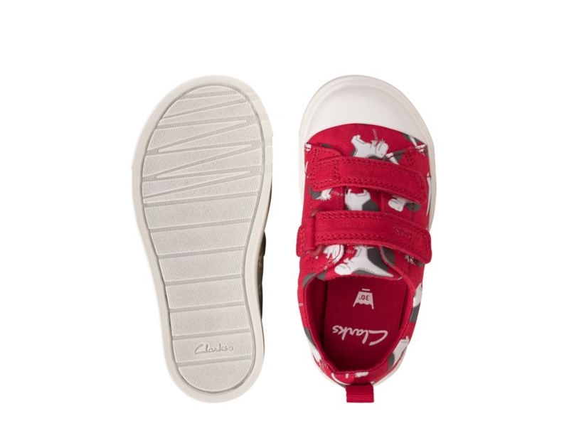Clarks City Bright Canvas Shoes Red Boys - India B7E5283-O1