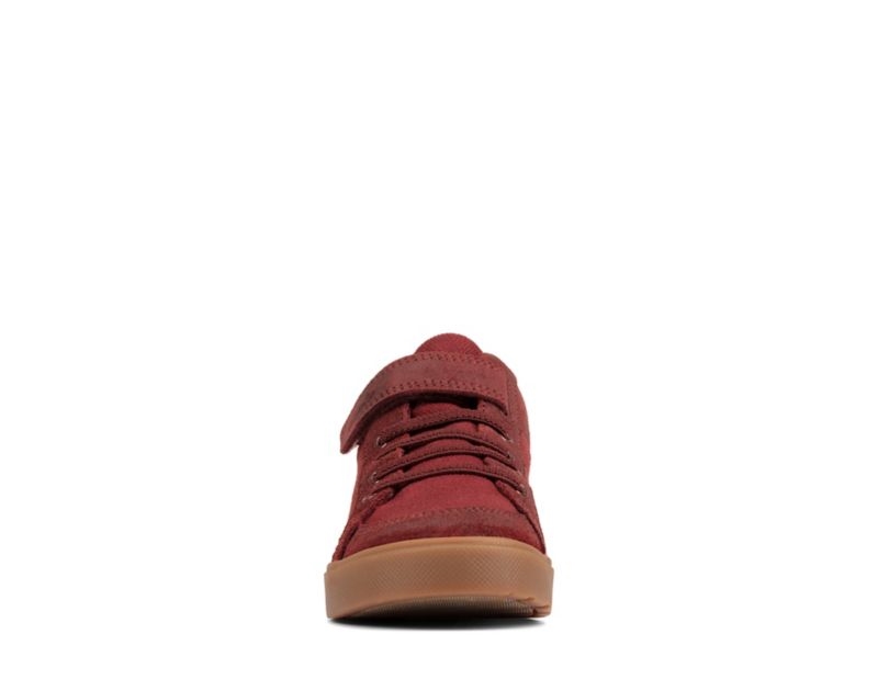 Clarks City Hop Hi-tops Canvas Shoes Burgundy Boys - India J8F4822-J7