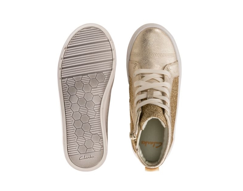 Clarks City Oasis Hi Trainers Boots Gold Boys - India O1C6148-G9