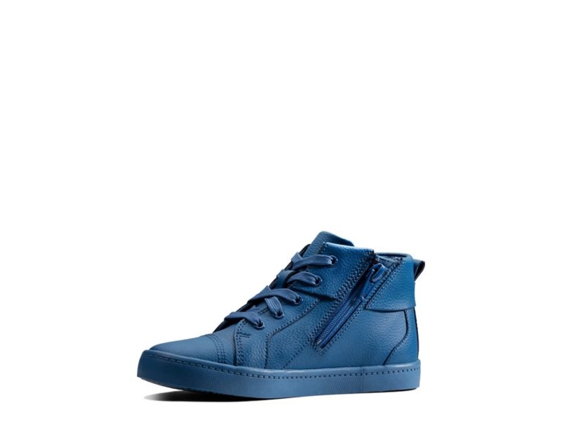 Clarks City Oasis Hi-tops Trainers Dark Blue Boys - India T5R2113-Z4