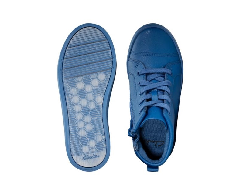 Clarks City Oasis Hi-tops Trainers Dark Blue Boys - India T5R2113-Z4