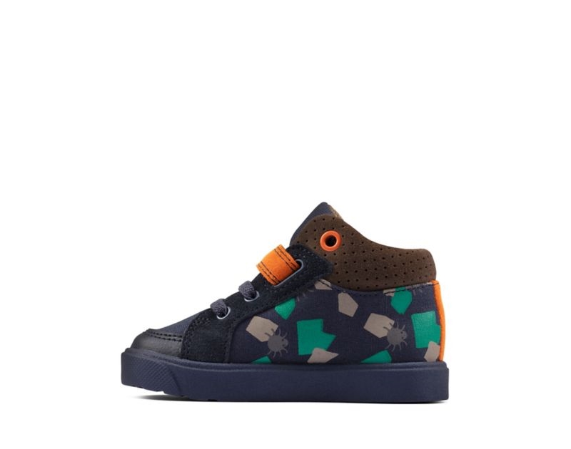 Clarks City Pop Hi-tops Canvas Shoes Navy Boys - India B8P7992-Q0