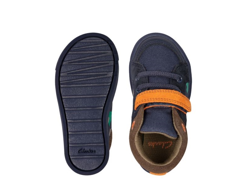 Clarks City Pop Hi-tops Canvas Shoes Navy Boys - India B8P7992-Q0