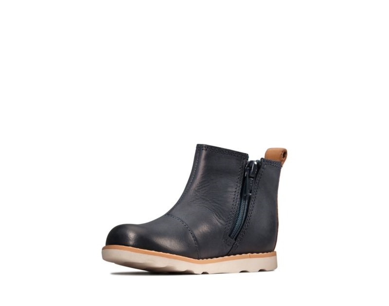 Clarks Crown Halo Chelsea Boots Toddler Shoes Navy Boys - India U6N3641-L3