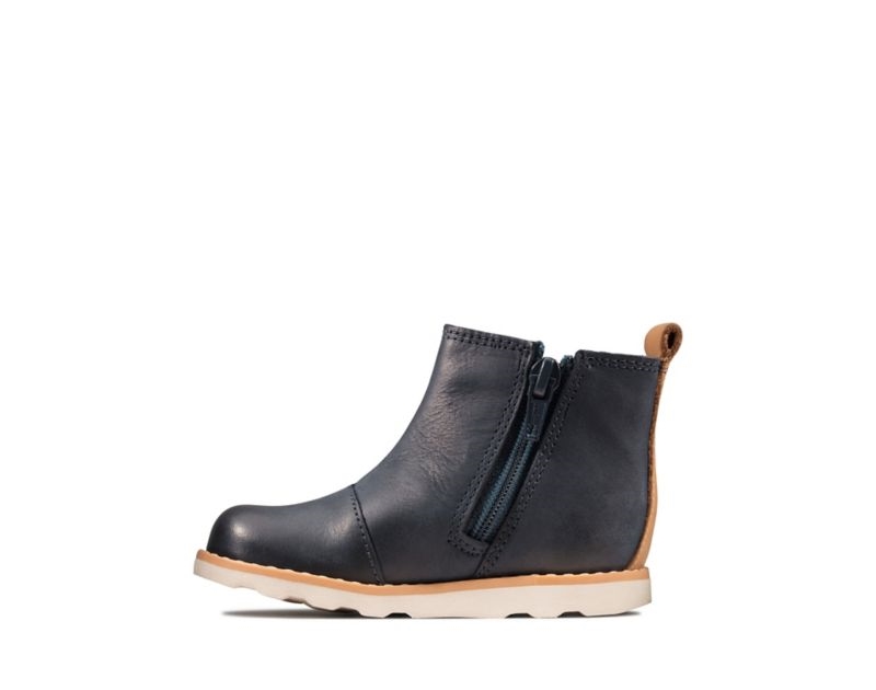 Clarks Crown Halo Chelsea Boots Toddler Shoes Navy Boys - India U6N3641-L3