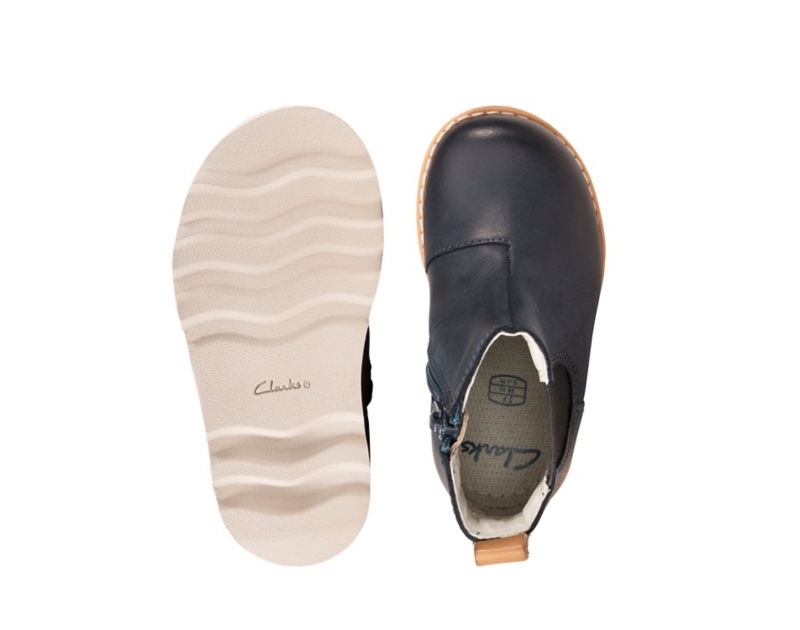 Clarks Crown Halo Chelsea Boots Toddler Shoes Navy Boys - India U6N3641-L3