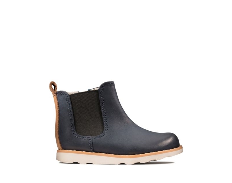 Clarks Crown Halo Chelsea Boots Toddler Shoes Navy Boys - India U6N3641-L3