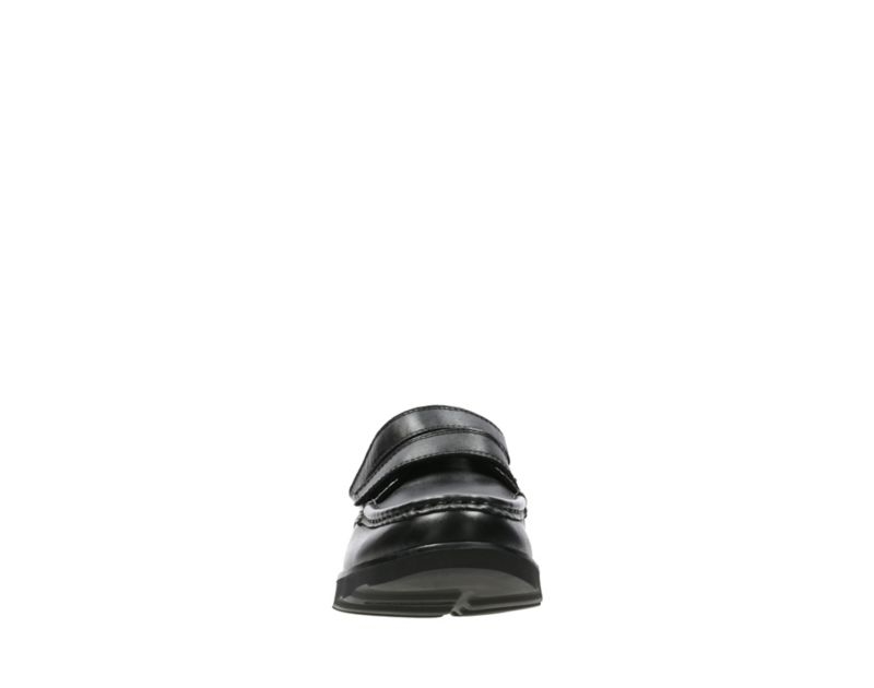 Clarks Crown Tate School Shoes Black Boys - India Y3F4523-N6
