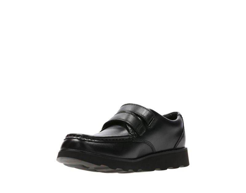 Clarks Crown Tate School Shoes Black Boys - India Y3F4523-N6