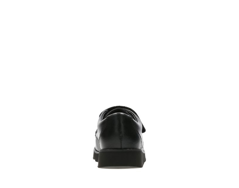 Clarks Crown Tate School Shoes Black Boys - India Y3F4523-N6