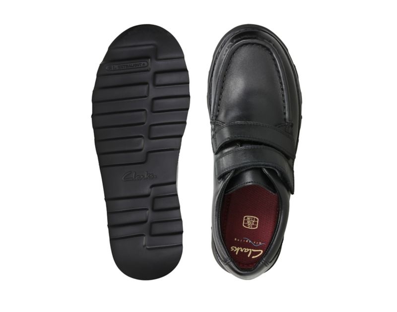 Clarks Crown Tate School Shoes Black Boys - India Y3F4523-N6
