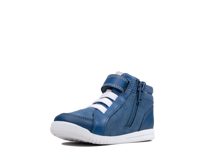 Clarks Emery Beat Hi-tops Toddler Shoes Blue Boys - India T2D0831-A2