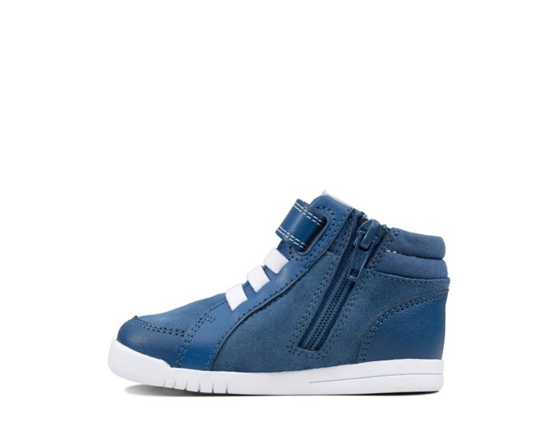 Clarks Emery Beat Hi-tops Toddler Shoes Blue Boys - India T2D0831-A2