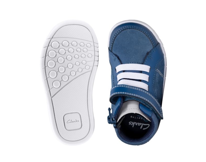 Clarks Emery Beat Hi-tops Toddler Shoes Blue Boys - India T2D0831-A2