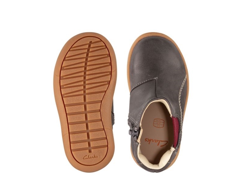 Clarks Flash Sea Chelsea Boots Dark Grey Boys - India E3D2796-W6
