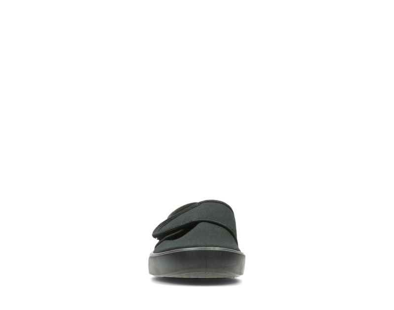 Clarks Hopper Run Canvas Shoes Black Boys - India Y8C0290-S3