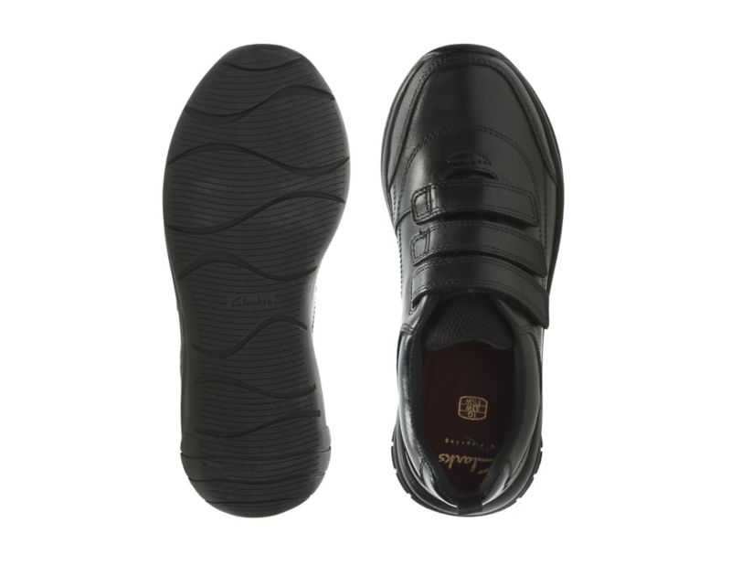 Clarks Hula Thrill School Shoes Black Boys - India P2P8651-D3
