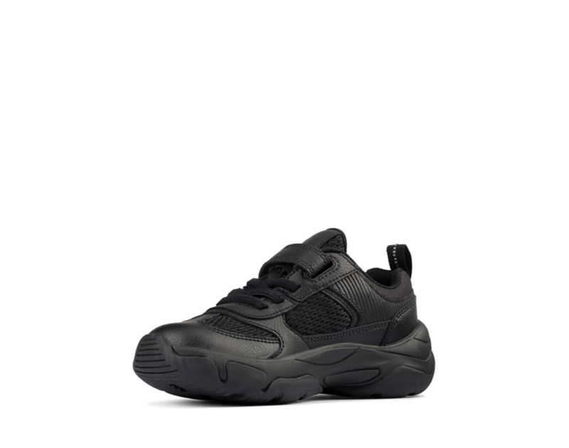 Clarks Kuju Run Trainers School Shoes Black Boys - India J5S3557-Q6