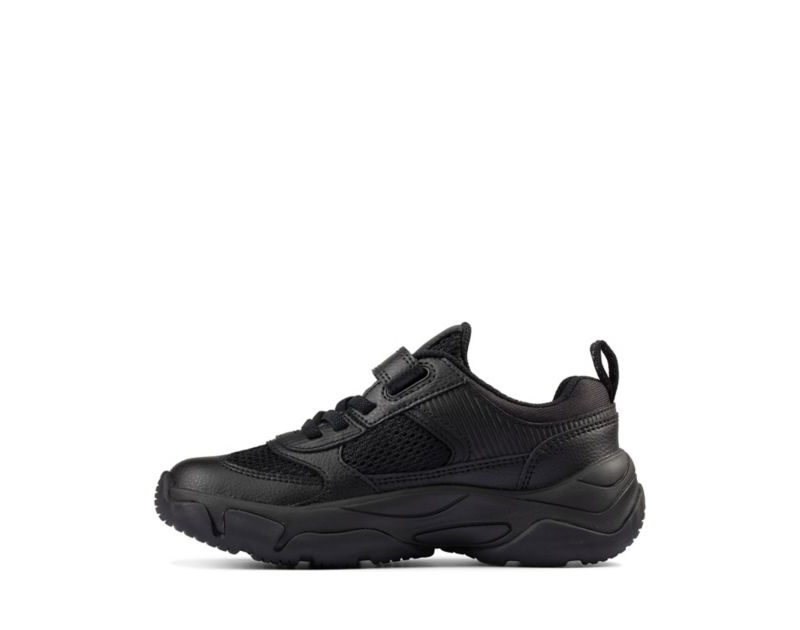 Clarks Kuju Run Trainers School Shoes Black Boys - India J5S3557-Q6
