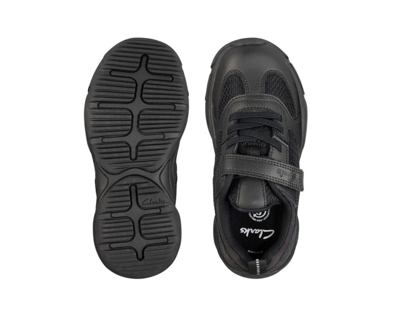 Clarks Kuju Run Trainers School Shoes Black Boys - India J5S3557-Q6