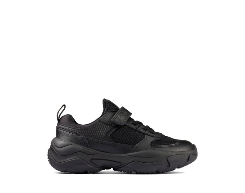 Clarks Kuju Run Trainers School Shoes Black Boys - India J5S3557-Q6