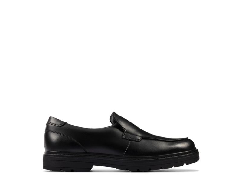 Clarks Loxham Grove School Shoes Black Boys - India T8K1752-F0
