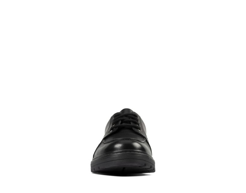 Clarks Loxham Pace School Shoes Black Boys - India H7C7843-A2