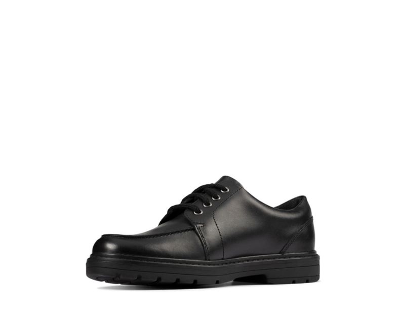 Clarks Loxham Pace School Shoes Black Boys - India H7C7843-A2