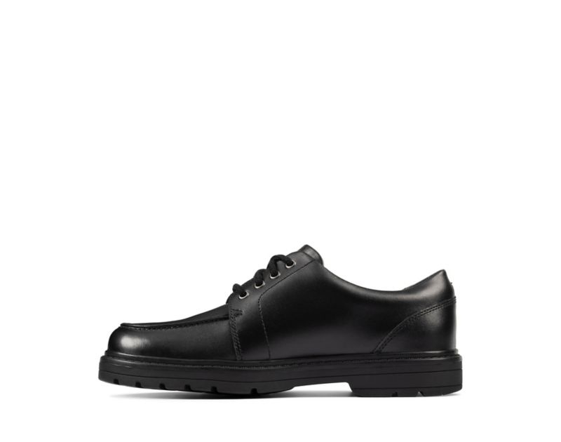 Clarks Loxham Pace School Shoes Black Boys - India H7C7843-A2