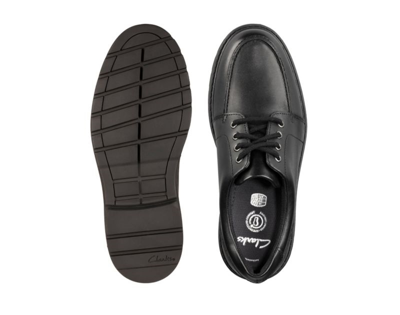 Clarks Loxham Pace School Shoes Black Boys - India H7C7843-A2