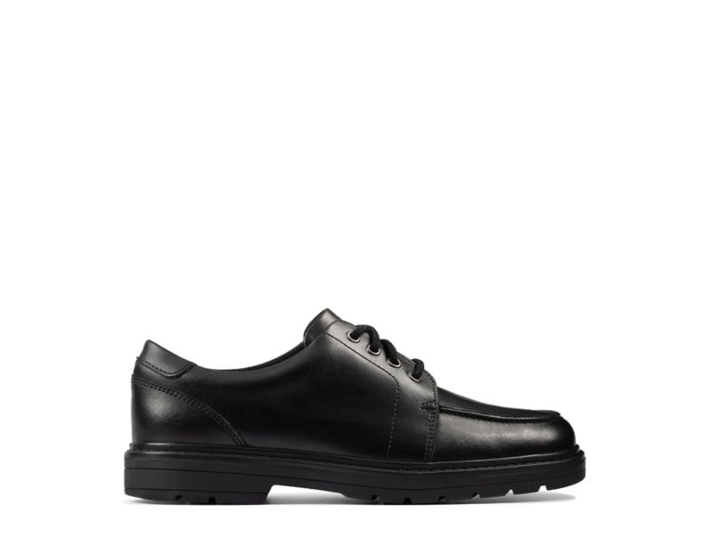 Clarks Loxham Pace School Shoes Black Boys - India H7C7843-A2