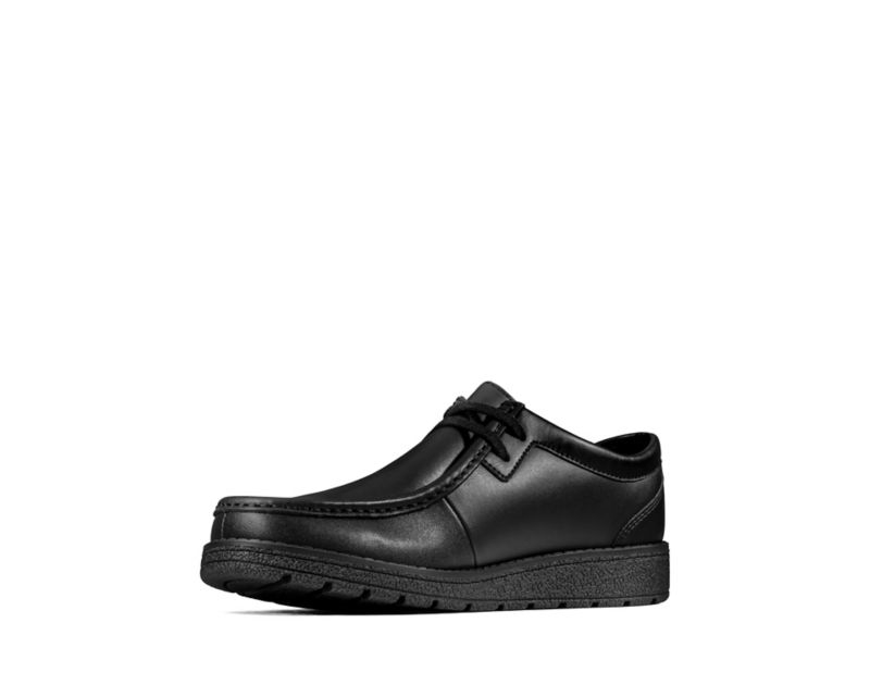 Clarks Mendip Craft School Shoes Black Boys - India N8L7079-T7